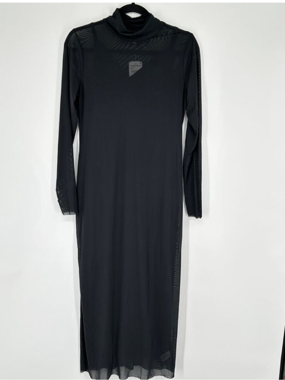 AFRM Marni Black Mock Neck Long Sleeve Mesh Midi Womens Dress Size X-Large NWT - Picture 7 of 12